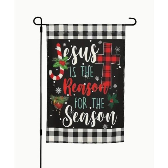 Garden Flag 12x18in Double-sided Polyester Jesus is the Reason for the Season - Picture 1 of 1